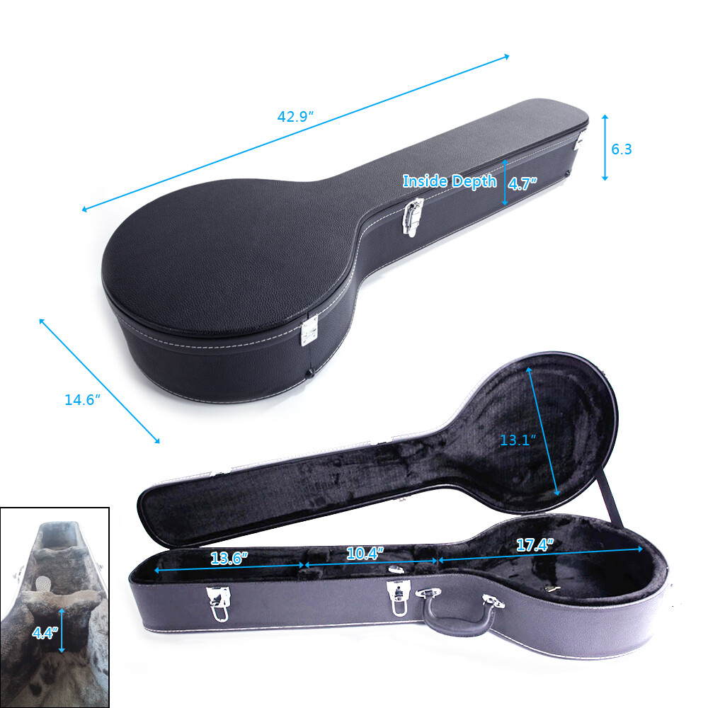 5-String 6String Microgroove Pattern Leather Wood Banjos Case Black High Quality