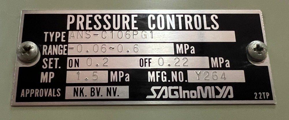Saginomiya ANS-C106PG1 Pressure Control Switch