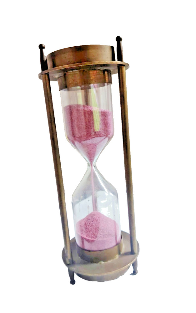 nautical brass sand timer hourglass. maritime double compass table decor gift