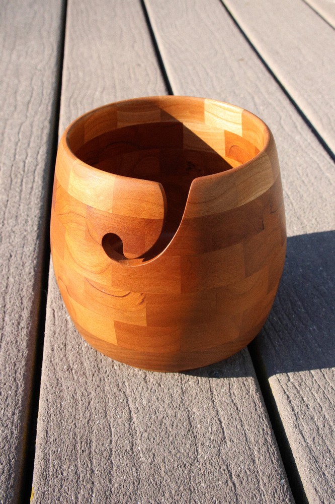 Cherry Wood, Hand Crafted, Knitters Bowl