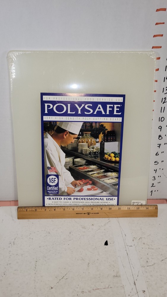 NSF Polysafe Cutting Board with Handle, 14 by 17 Inches, White