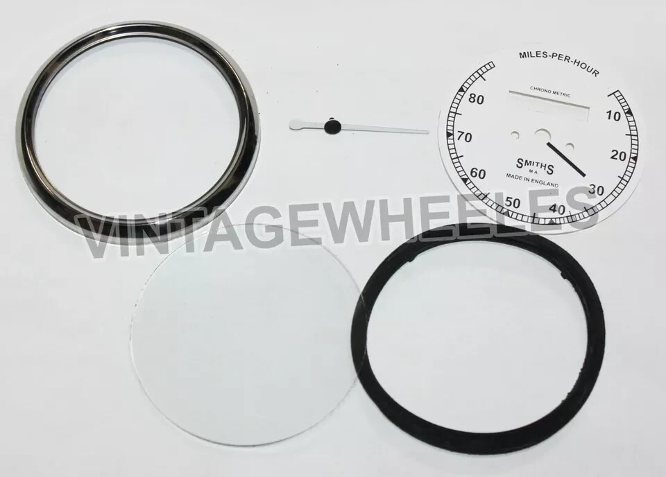 Smiths 80MPH White Dial Speedometer Gauge & 40" Cable + Speedometer Drive
