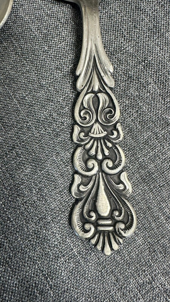 Hagness Pewter Norway 209 ornate Salad Serving Utensils Fork & Spoon 7.75”
