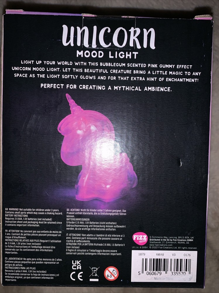 Bubblegum Scented Mood Light Pink Unicorn