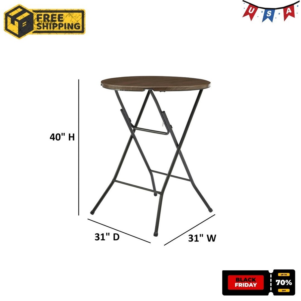 Mainstays 31"" Round High-Top Folding Table, Walnut