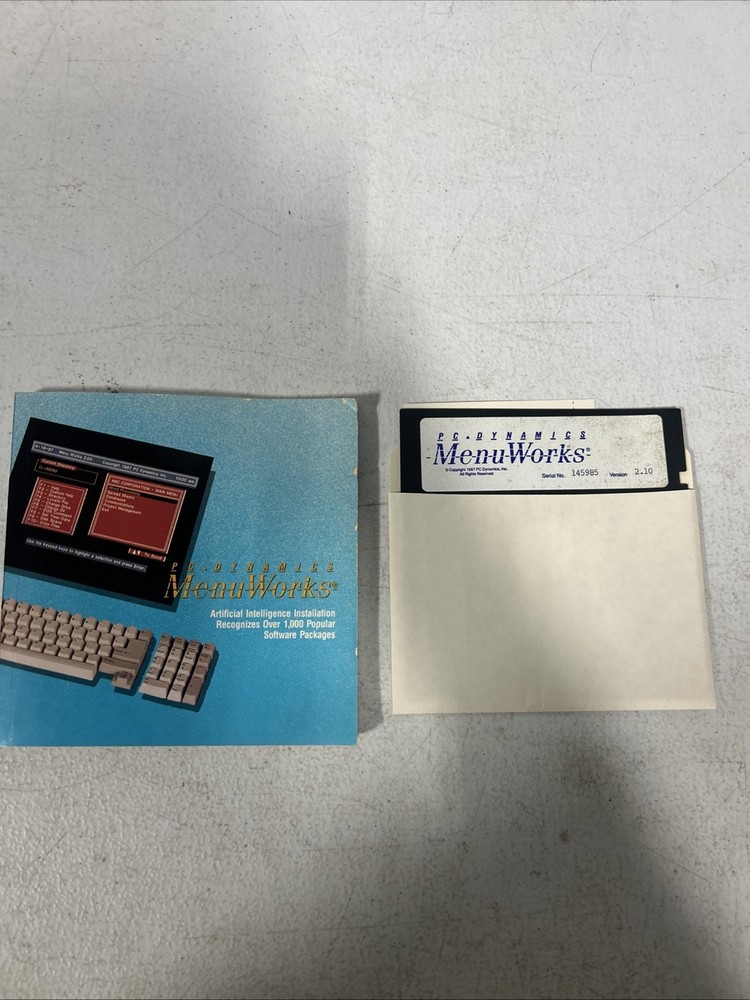 Vintage PC Dynamics Menu Works 5.25” Floppy Disk Software Complete With Manual