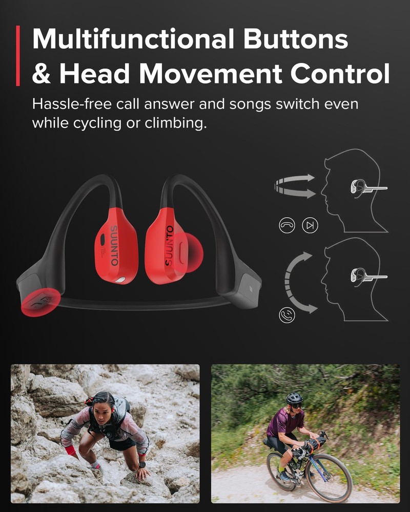 SUUNTO Wing Open-Ear Bone Conduction Headphone, Bluetooth Wireless Sport