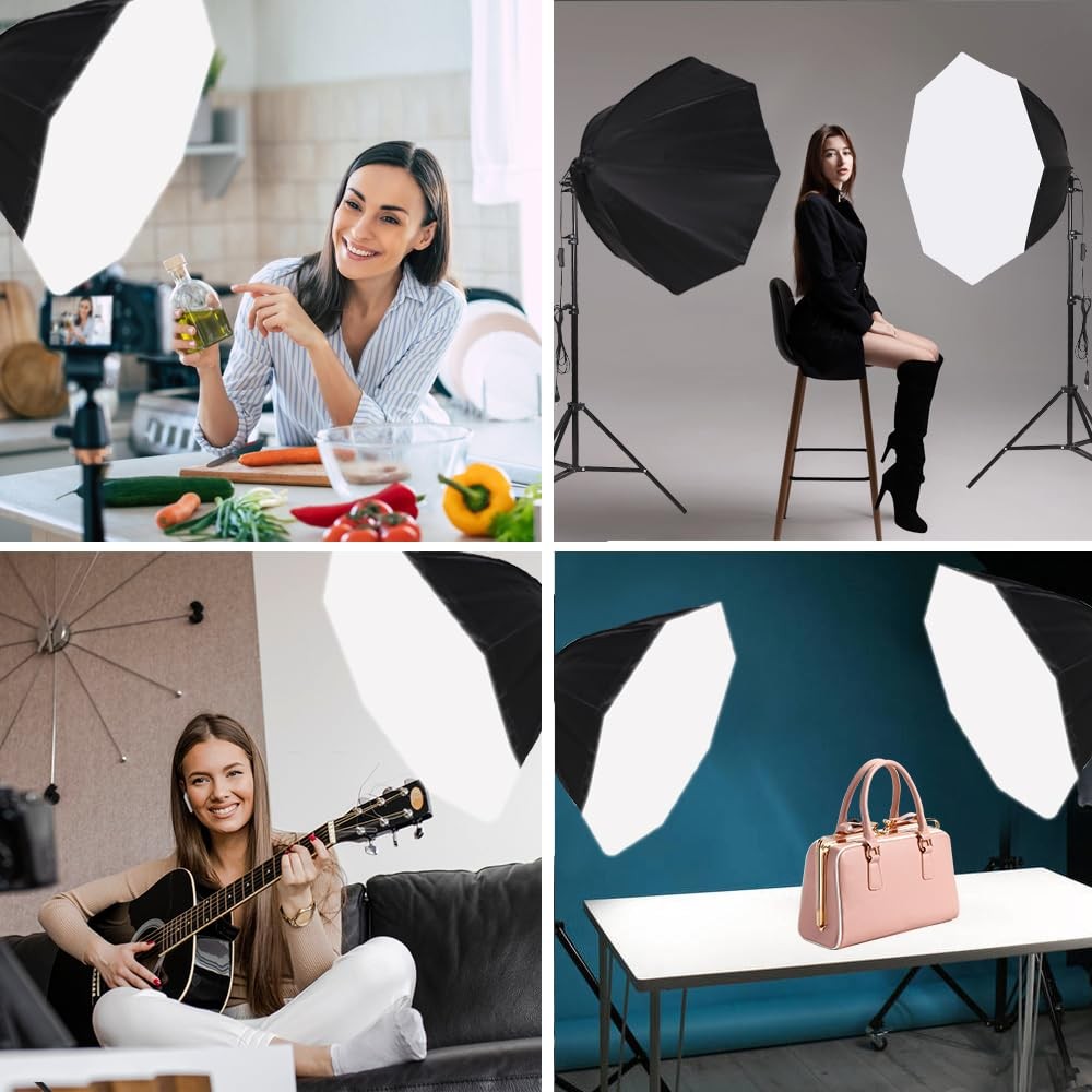 Octagonal Softbox Lighting Kit, Professional Continuous Photography Lighting ...