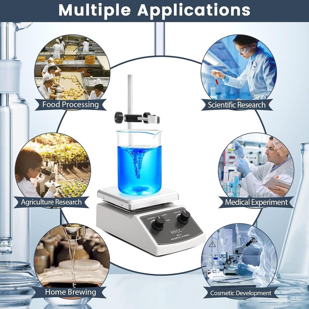 Compact Magnetic Stirrer Hot Plate with Adjustable Speed - 2000mL Capacity Ready