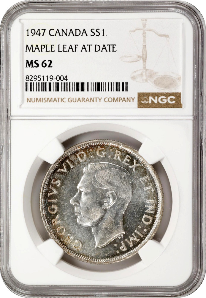 1947 Canada $1 Silver Dollar NGC MS 62 Maple Leaf
