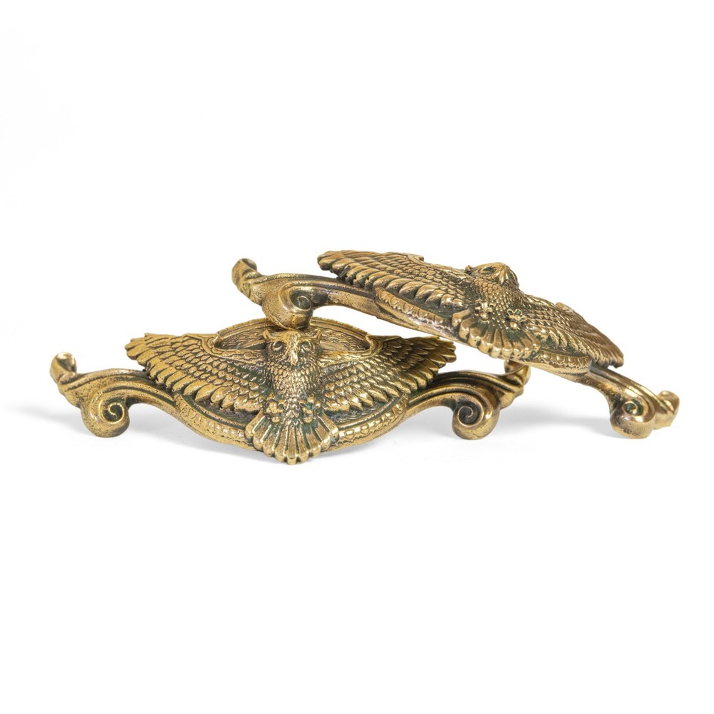 “Flying owl” vintage solid brass cabinet handle – dresser drawer pull, handmade