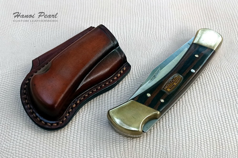 Buck 110 Hunter Sheath | Custom Horizontal Carry Leather Sheath | Sheath Only