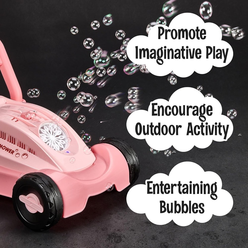Bubble Machine Lawn Mower for Kids Bubble Blower Machine - Pink