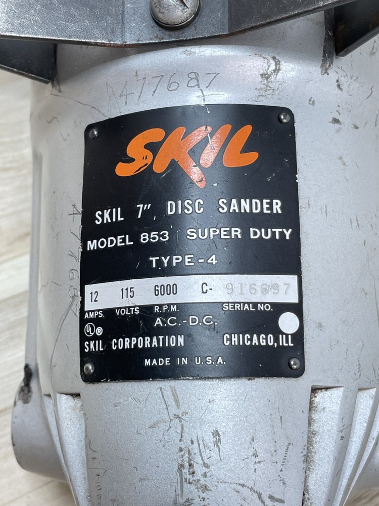 Vintage SKIL 7" Disc Sander Super Duty Model 853