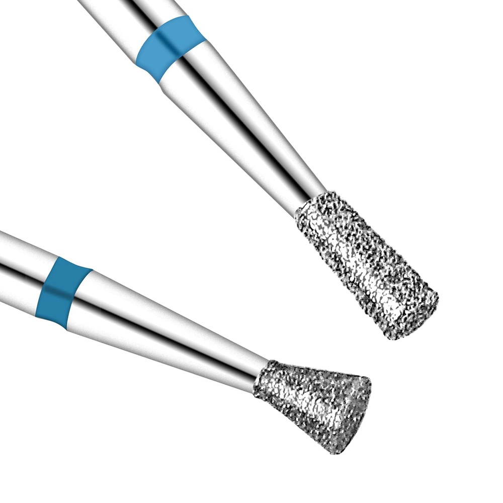 2Pcs Diamond Cuticle Nail Drill Bits 3/32” Flat Conical for Acrylic Nails
