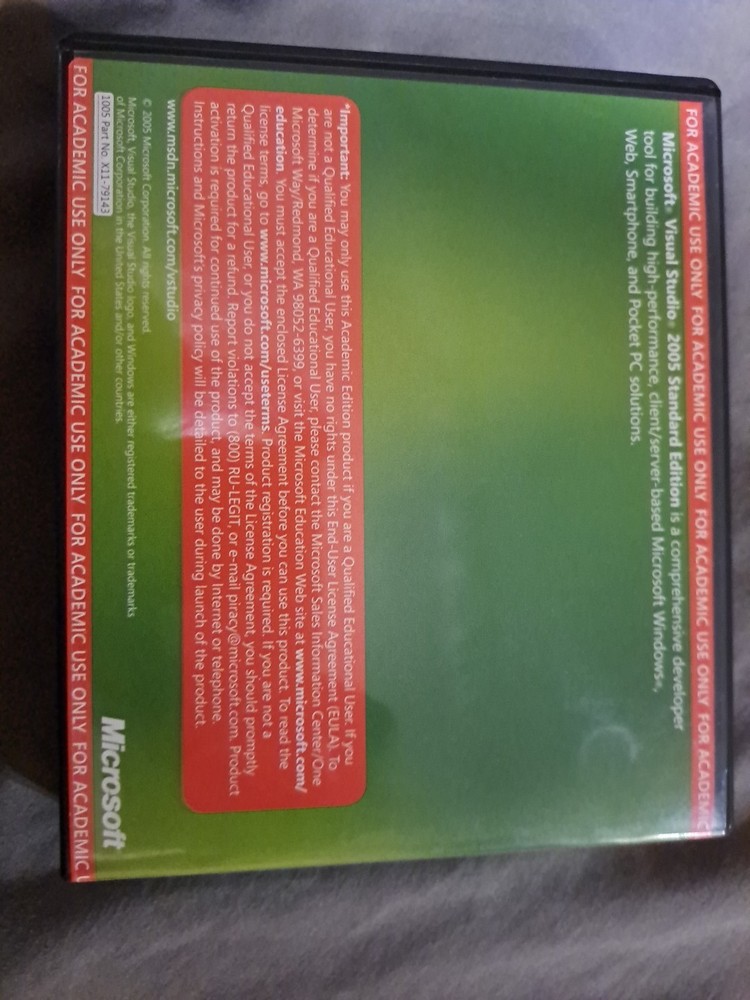 Microsoft Visual Studio 2005 Standard Edition 5 Disc Set w/ Key