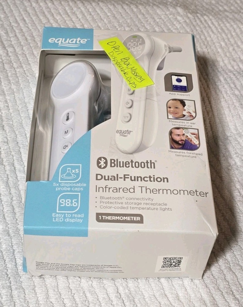 Equate Bluetooth Dual-Function Infrared Thermometer, Forehead and Ear Mode