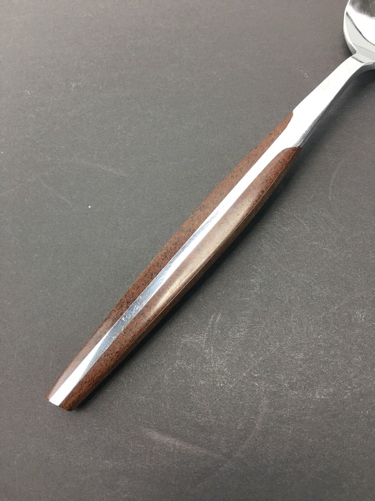 Eldan Serving Spoon Large 8 5/8” Brown Composite Handle Mid Century Modern Japan