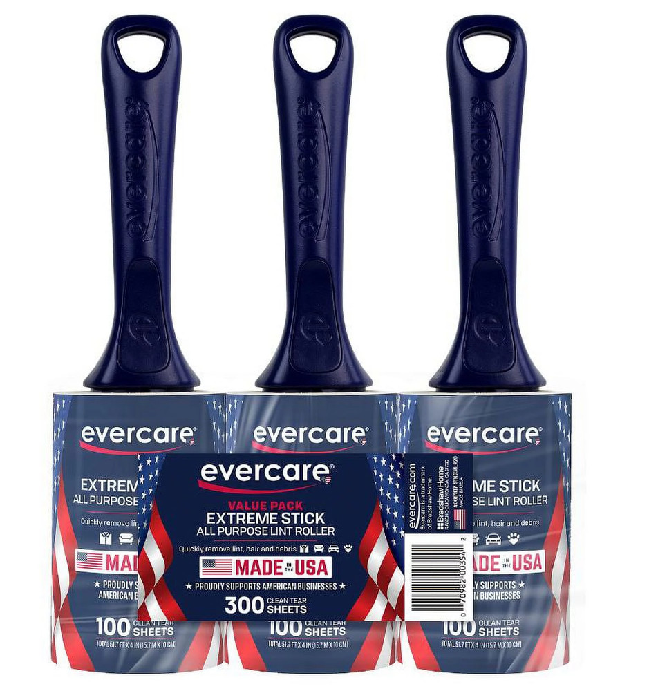 LINT ROLLER BRUSHES (3-Pack) Extra Sticky 100 Layer Made In USA