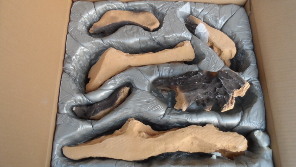 6 Piece Ceramic Logs Set for Gas Fireplace Fire Pit