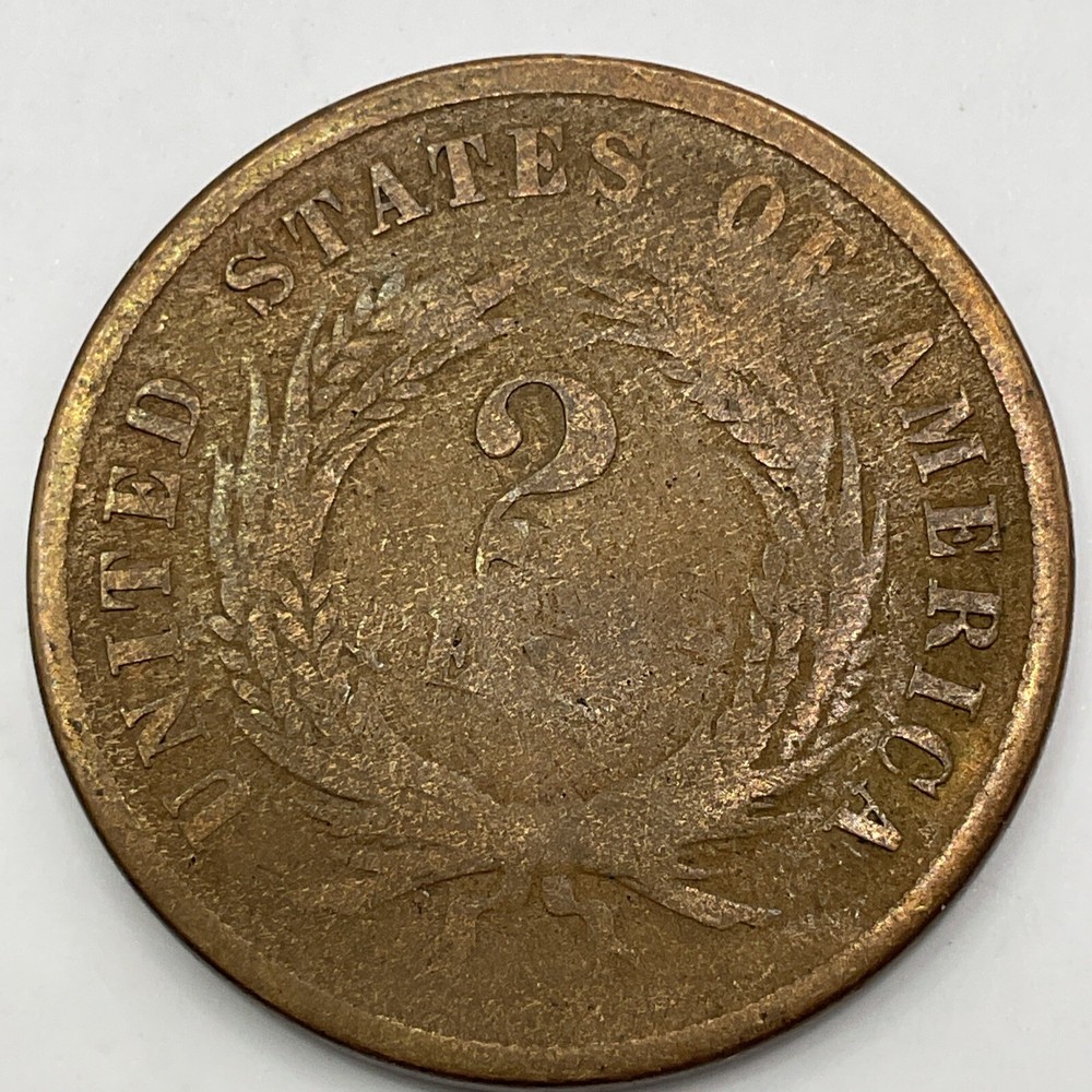 1865 Two Cent Piece Stamped With A 7