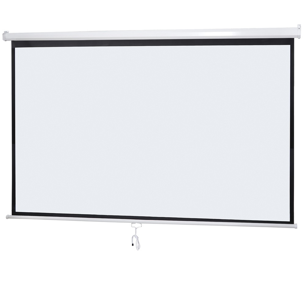 100" Diagonal 16:9 Projection Projector Screen HD Manual Pull Down Home Theater