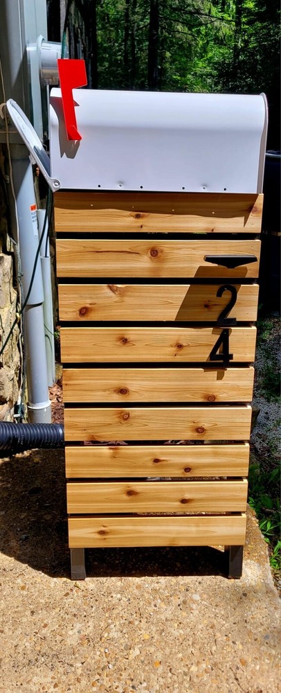 Cedar Mailbox Post, Black frame (Handmade) FREE SHIPPING!