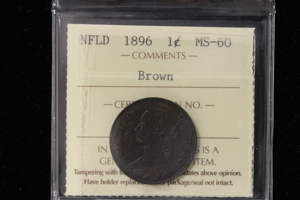 1896 Canada / Newfoundland. One Cent. ICCS Graded MS-60 (XNX802)