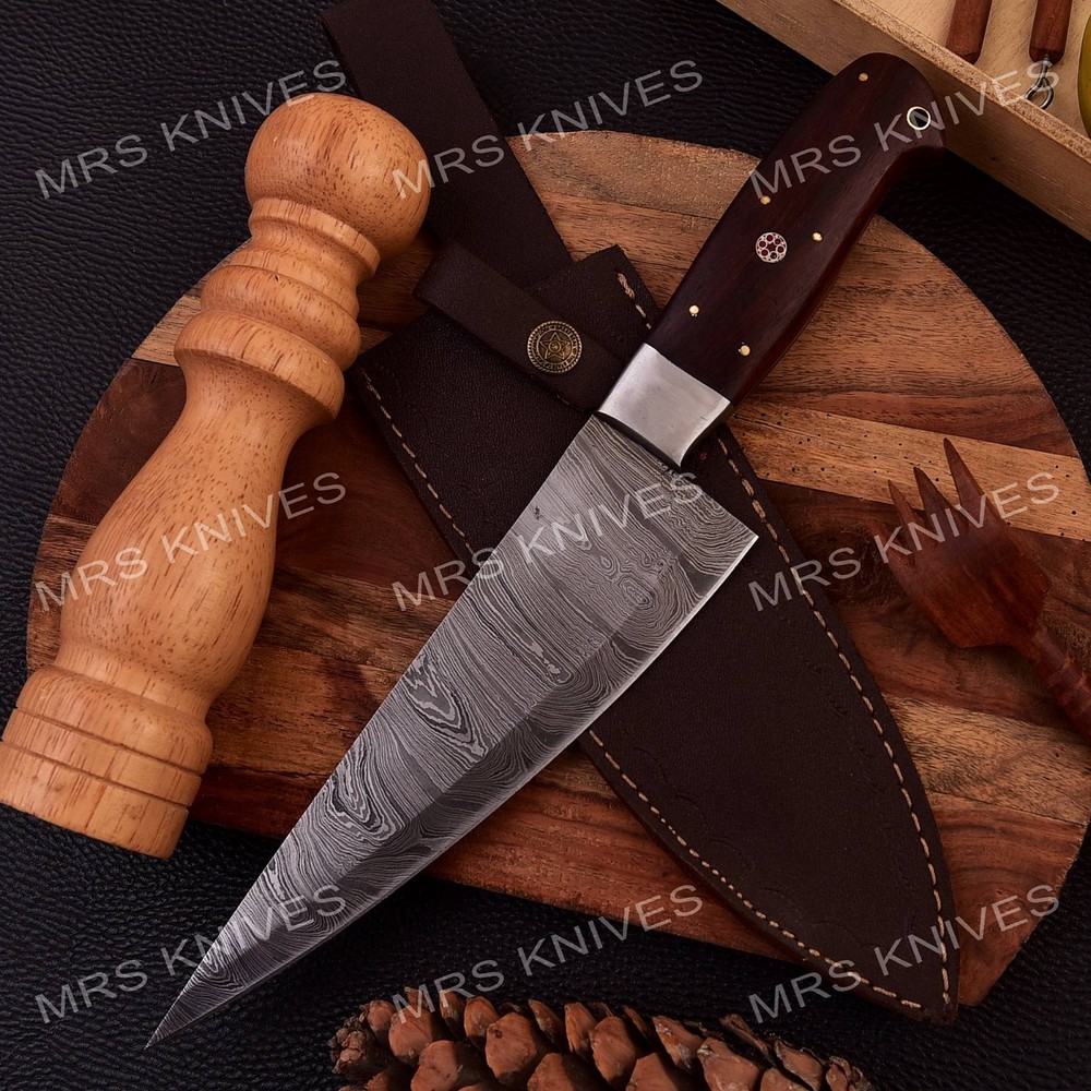 Handmade Damascus Chef Knife – Premium Kitchen Cooking Cutlery Sharp Pro Blade
