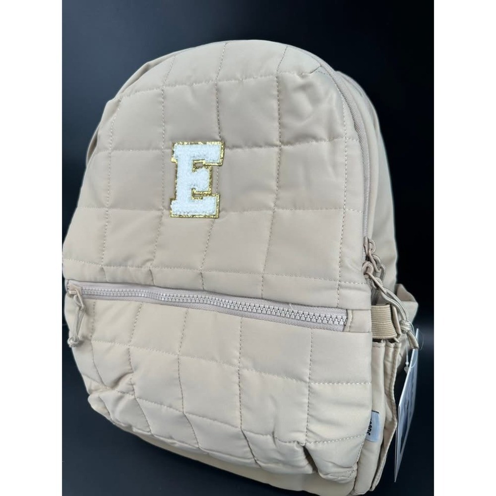 Initial "E" Quilted Puffer 14" Backpack Personalized Travel Backpack Daypack