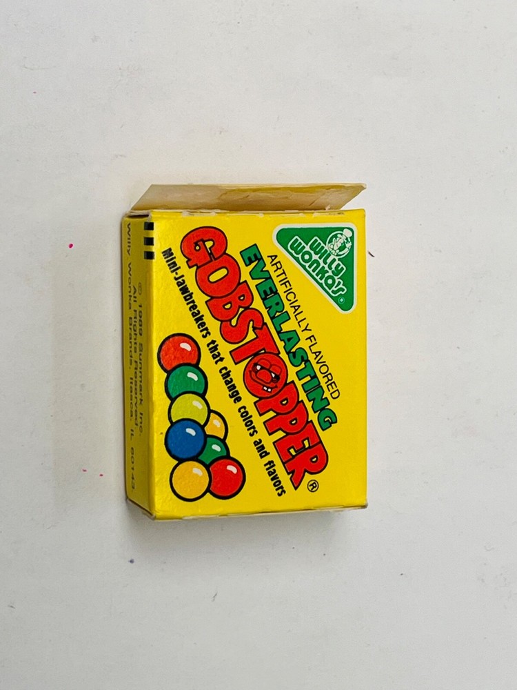 Vintage Willy Wonka's Everlasting Gobstopper Box 1989 EMPTY small 1.75" BIN C