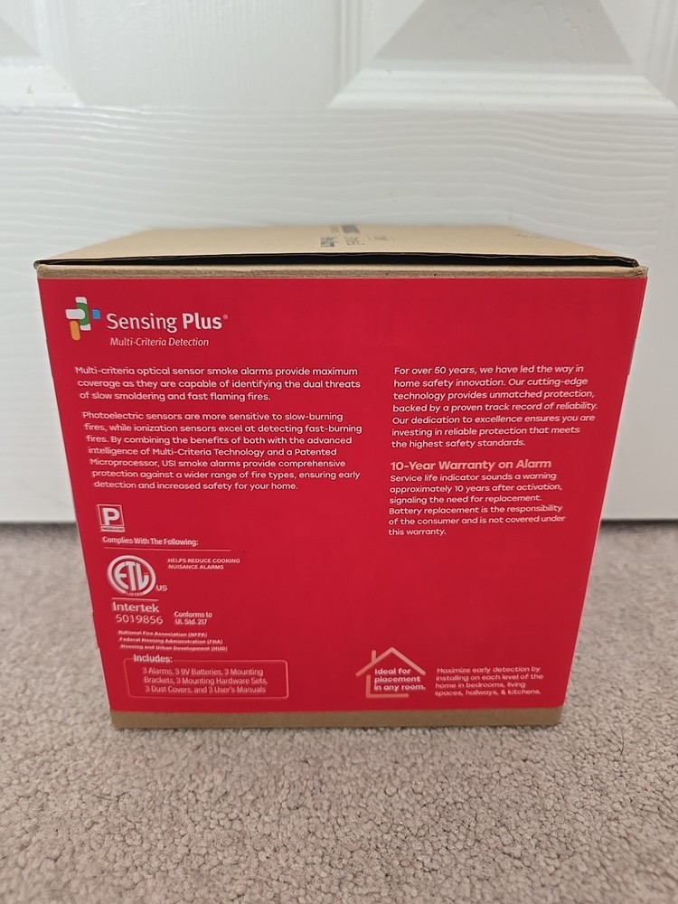 Universal Security Instruments Replaceable 2 In 1 Smoke & Fire Alarm, 2 Pack