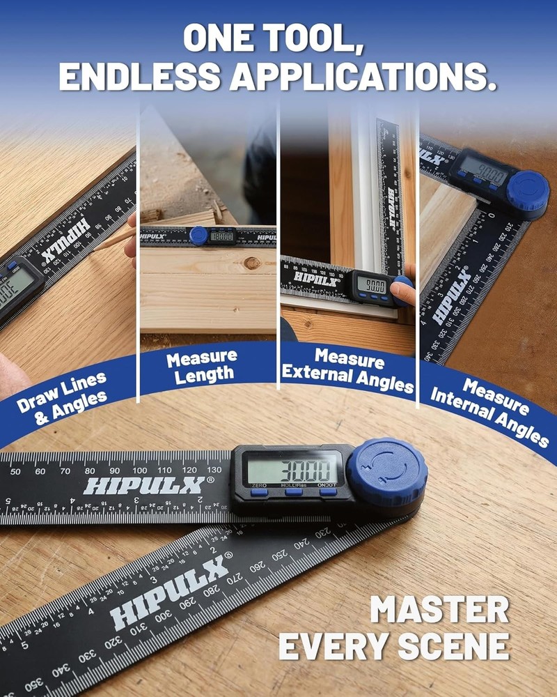 7 Inch Digital Protractor with LCD Display, 0-360° Angle Finder Tool Digital, Co