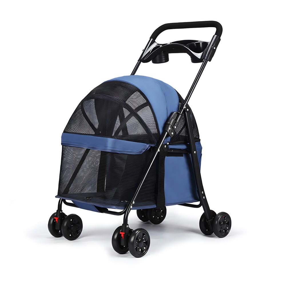 Folding Pet Stroller Removable Breathable Mesh Dual Brake for Small Medium Pets