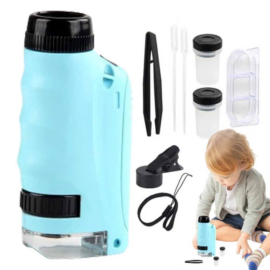 Mini Microscope for Kids gift Portable Microscope LED Lighting Small Handheld/-