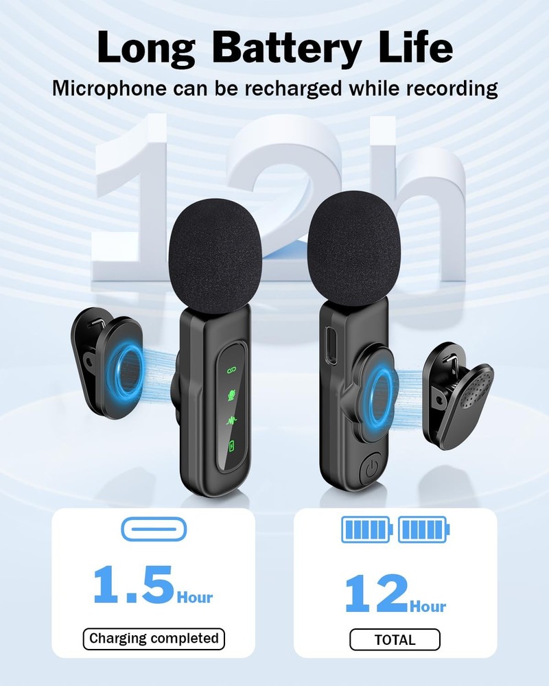 3in1 Wireless Lavalier Microphone for iPhone/Android/Camera/iPad, mini Microp...