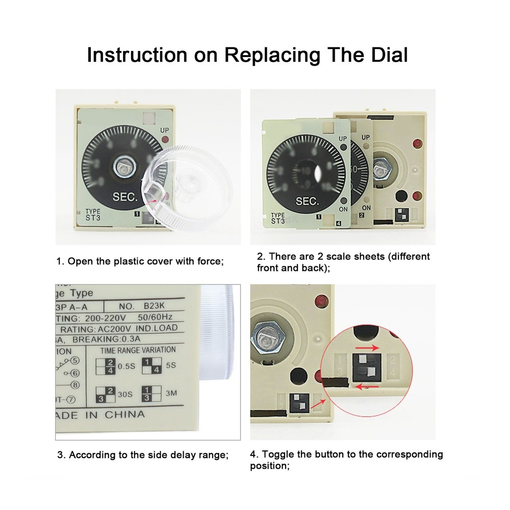 (DC24V)BERM Time Relay Adjustable Power On Timer Delay Accessory Replacement