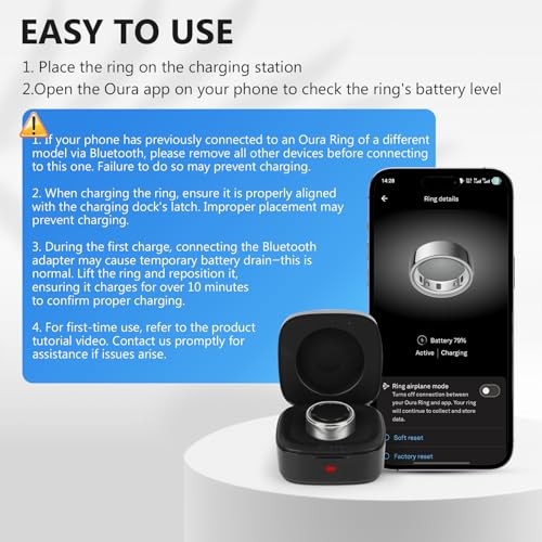 Wireless Charging Case Compatible with Oura Ring Gen 3 Size 7 Black - Gen3