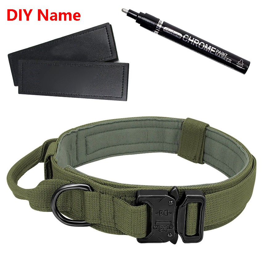Tactical Dog Collar Traction rope Nameplate Training DIY Personalized