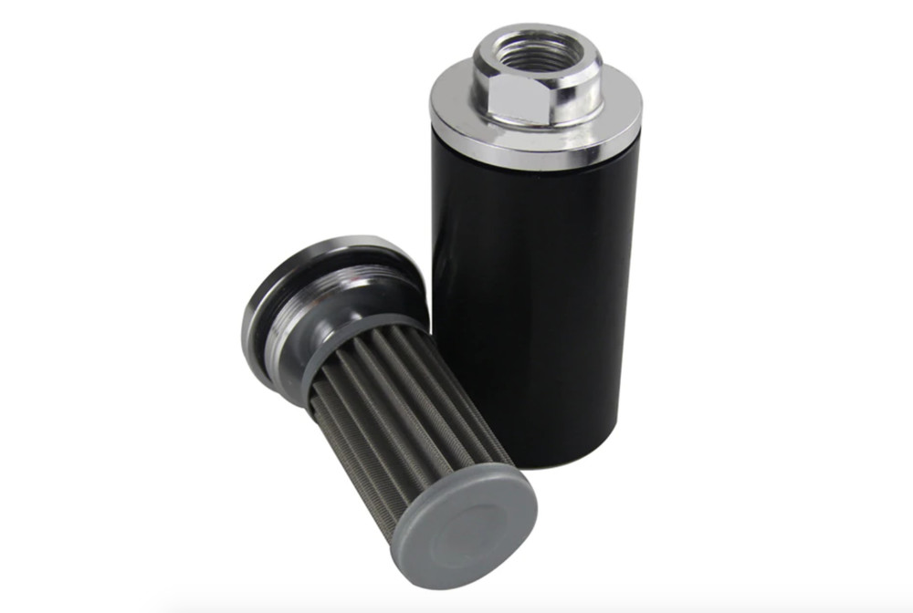 High Flow Inline Fuel Filter 100 Micron Cleanable 6AN 8AN 10AN Adapter Universal