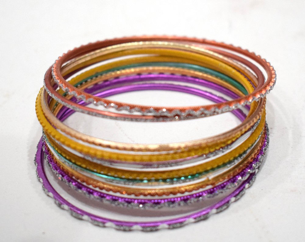Bangle Bracelets Assorted Set of 10 Glitter Bangles