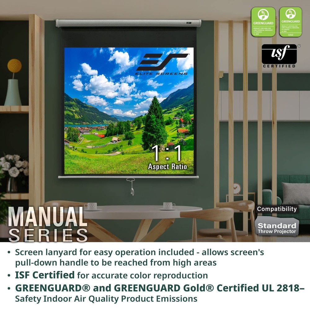 Elite Screens Manual Series, 84-INCH 16:9, Pull Down Manual Projector Screen ...