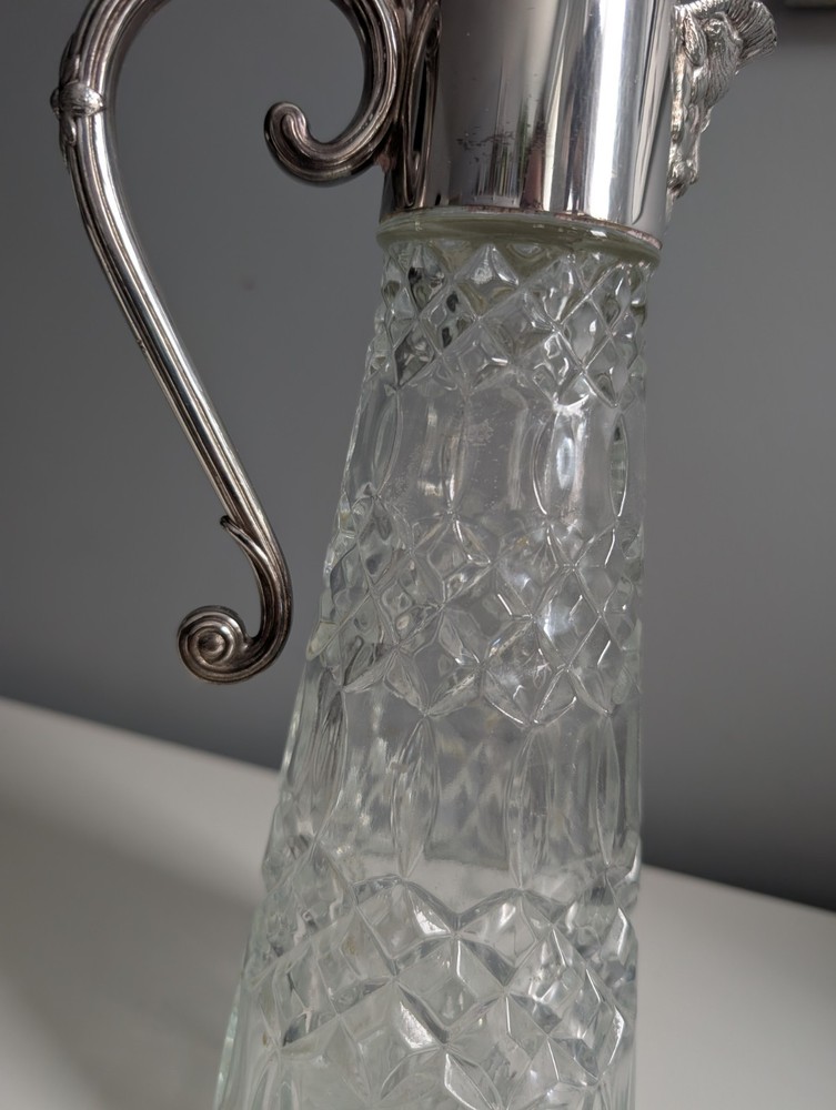 Antique Silverplate Hinged Lid Claret Jug