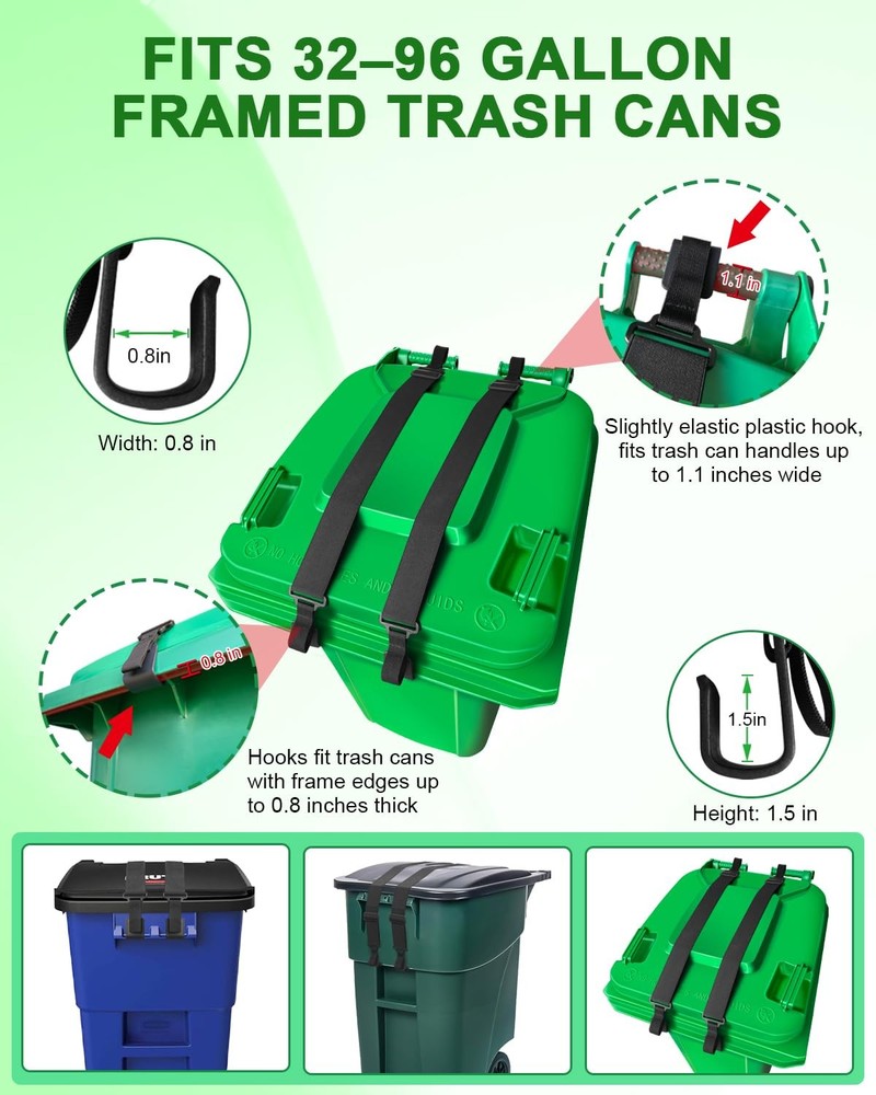Adjustable Double Claw Trash Can Lock Strap Garbage Can Lid Locks Organization
