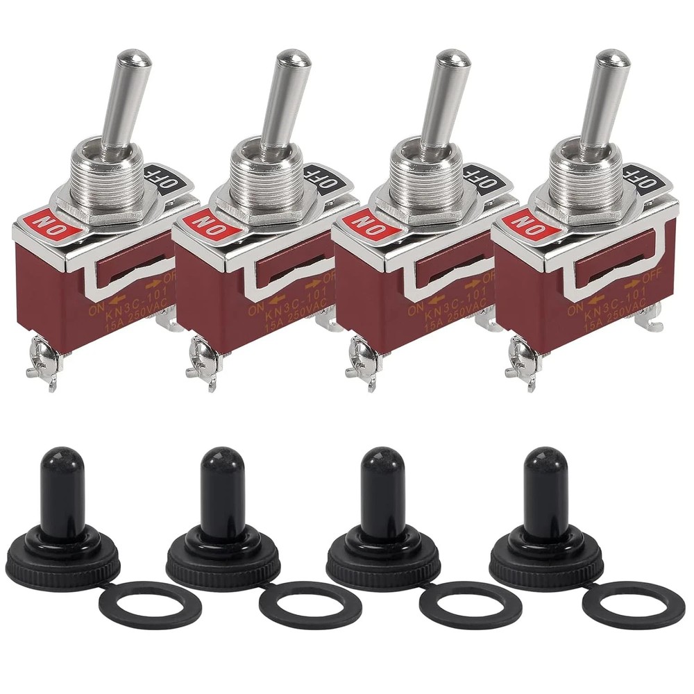 4Pcs Marine Toggle Switch 12V DC 30A Waterproof Toggle Switch 12 Volt Heavy D...