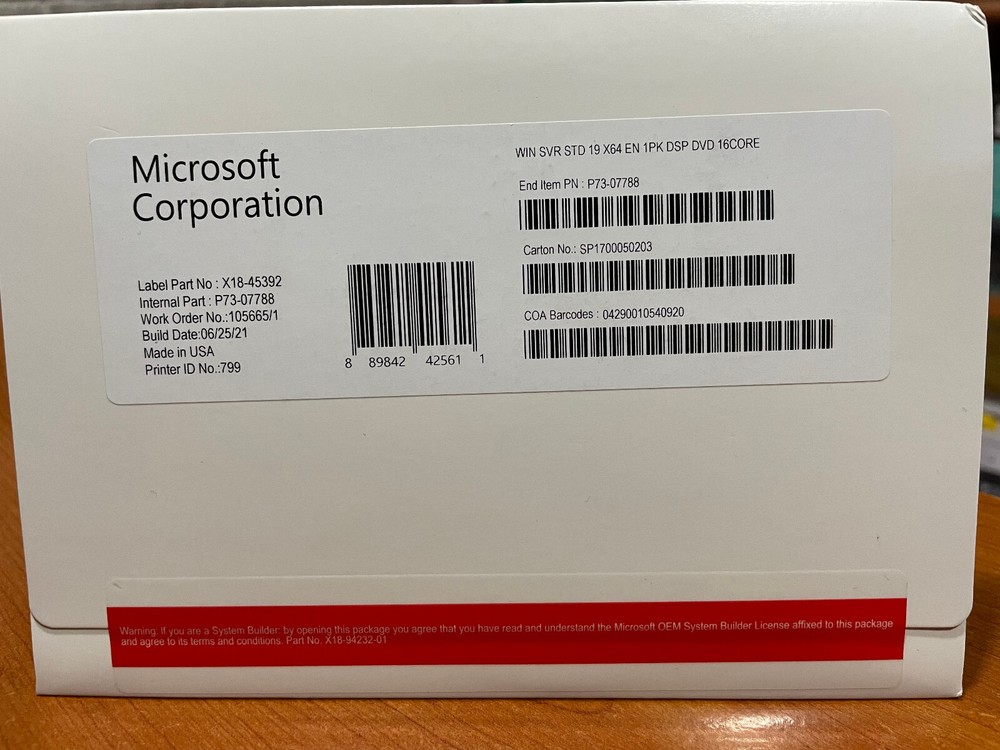 Windows SERVER Standard 2022 - 16 Core - With DVD & Stick - ORIGINAL! ENG