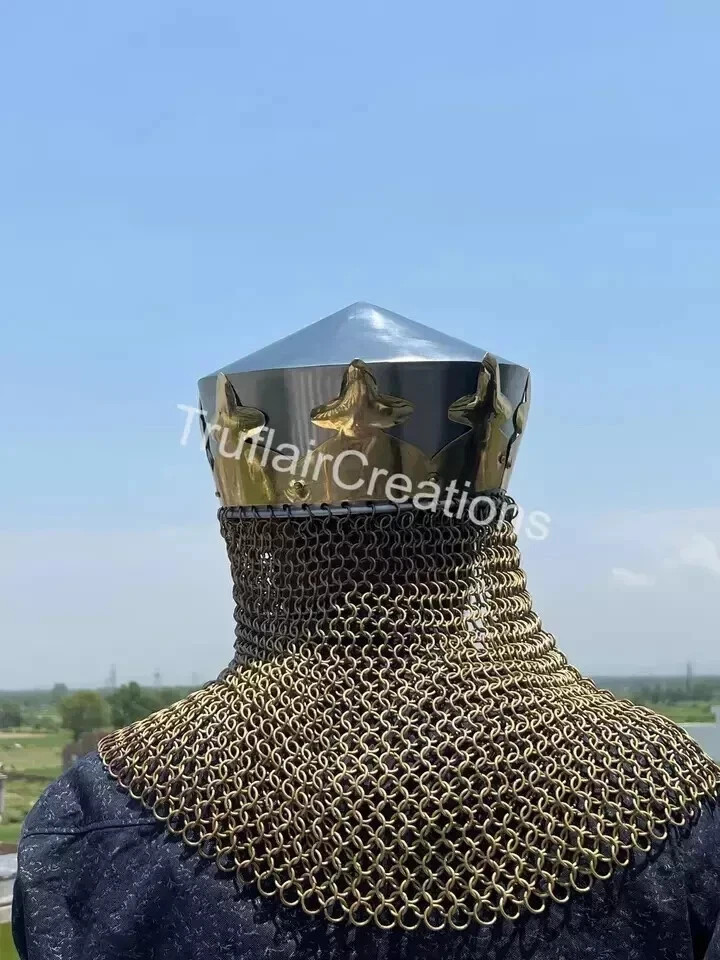 King Arthur Monty Python Helmet Medieval Knight Armor with Chainmail and Crown