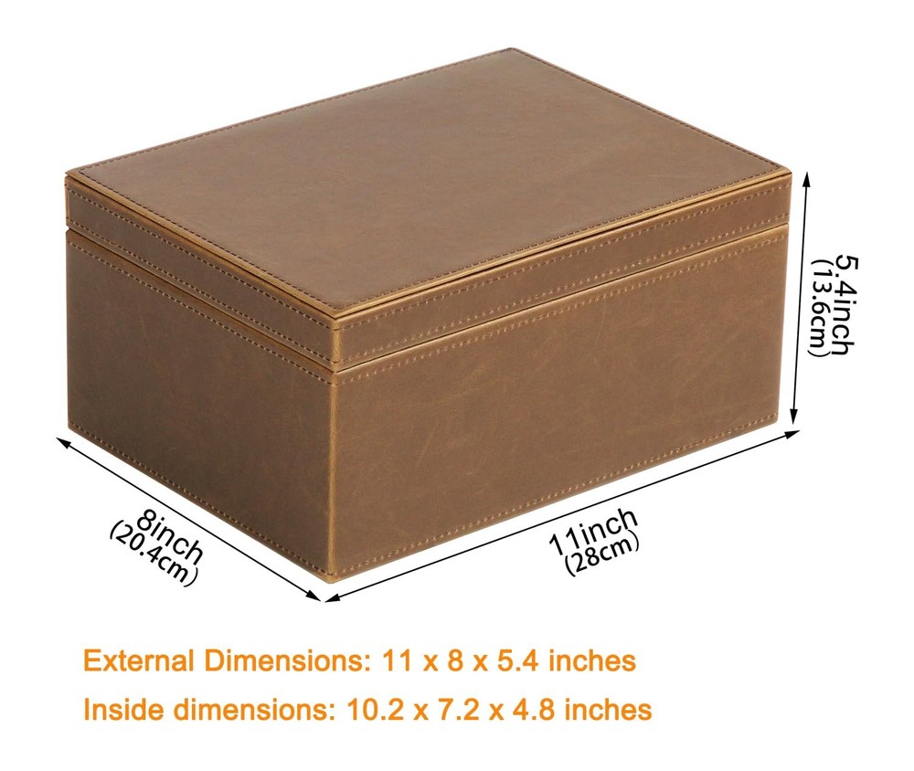 Faux Leather Decorative Box, Large Wooden Structure Keepsake Box Accessory Or...