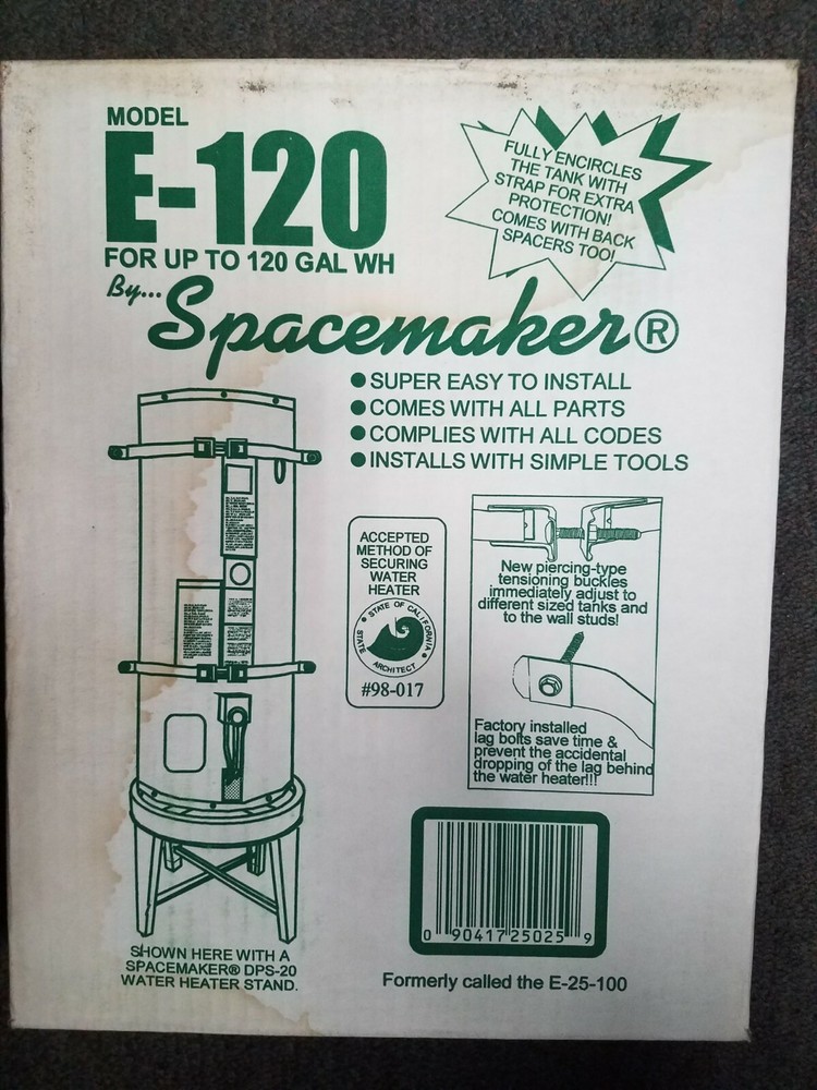 Double Hot Water Heater Safety Straps Watts E-120 Adjustable to 120 Gallon Size