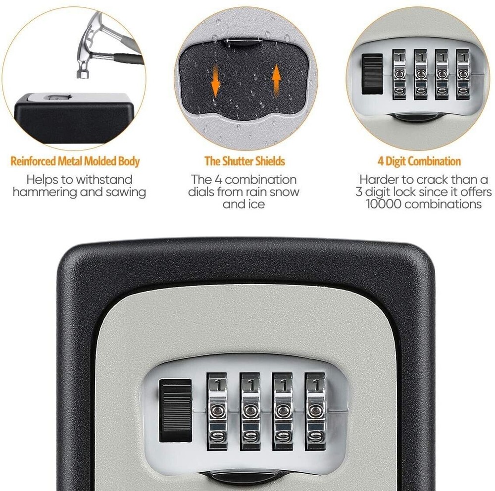 Key Safe Lock Box Combination Wall Mount 4 Digit Security Storage Case Organizer